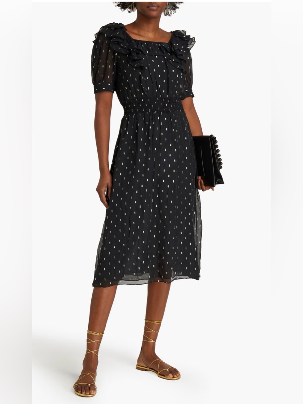 NWT BA&SH Romeo Georgette ruffled black dress 2